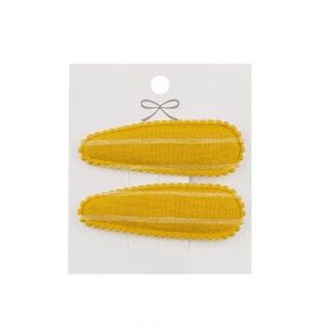 Chic Mustard Striped Hair Clips, Two on Card